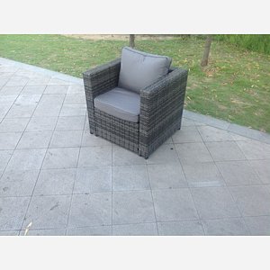 Rattan single sofa chair patio outdoor garden furniture mixed grey