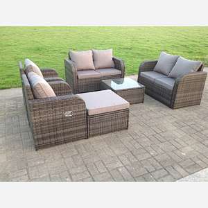 5 Options PE Rattan Modular Sofa Set Reclining Chairs Footstool Coffee Table Garden Furniture