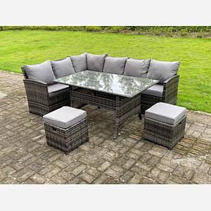 8 Seat Rattan Garden Furniture Corner Sofa Dining Sets Outdoor Patio With Stools