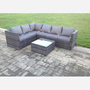 6 Seater rattan corner sofa set coffee table outdoor garden furniture