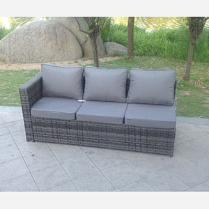 Fimous 3 Seater Single Arm Rest Rattan Lounge Sofa Patio Outdoor Garden Furniture With Seat And Back Cushion Right Side
