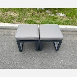 Fimous Aluminum 2 PC Small Footstool Outdoor Garden Furniture With Seat Cushion Patio Furniture Dark Grey