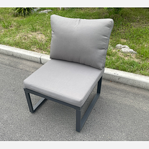 Fimous Aluminum Outdoor Garden Furniture Armless Sofa Chair With Seat And Back Cushion Dark Grey