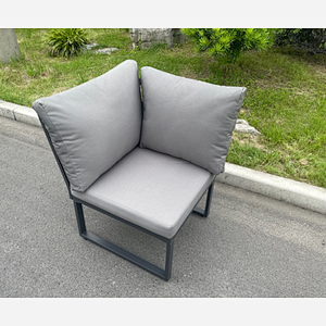 Fimous Aluminum Outdoor Garden Furniture Single Corner Sofa With Seat And Back Cushion Dark Grey
