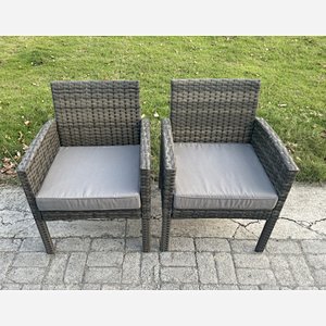 Fimous 2 Pcs High Back Rattan Outdoor Garden Furniture Arm Chair with Thick Seat Cushion