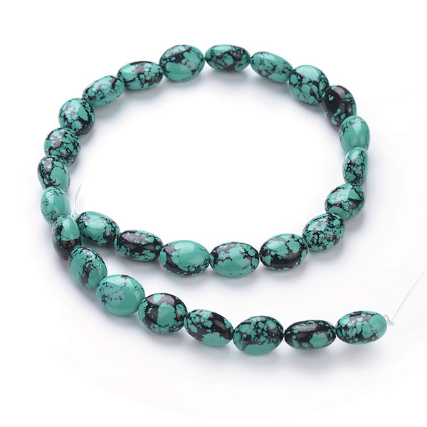Manmade Turquoise Color Resin Oval Beads
