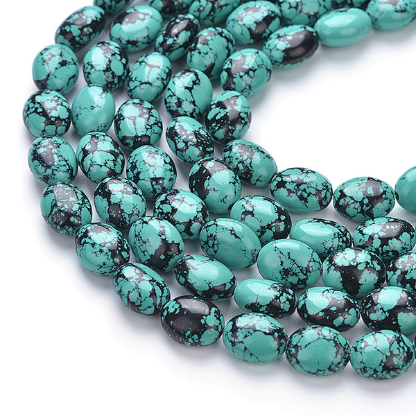 Manmade Turquoise Color Resin Oval Beads