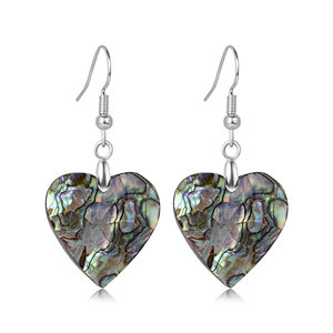 Abalone Shell Heart Brass Earrings,Pendant：20X21mm