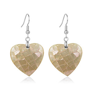 Shell Heart Brass Earrings,Pendant：25X25mm