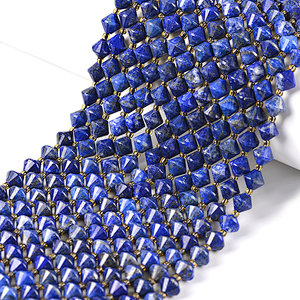 Lapis Lazuli Faceted Bicone Beads with Spacer