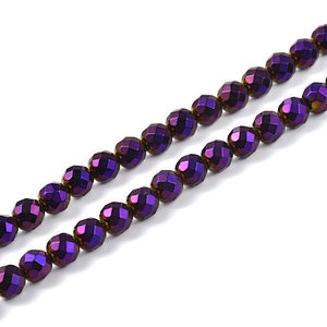 Plated Hematite Faceted Round Beads