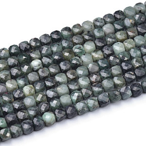 Burmese Green Jadeite Faceted Cube Beads