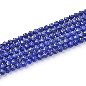 Natural Color Lapis Star Faceted Round Beads