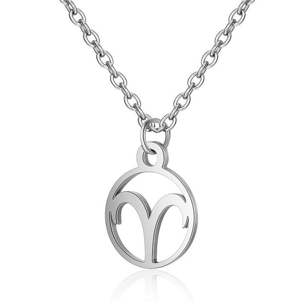 Stainless Steel Chain Zodiac Necklace, Aries, 2 Inches Tail Chain
