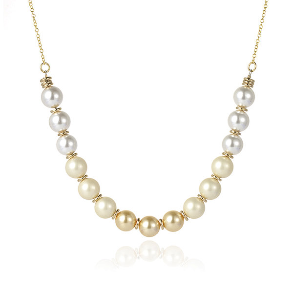18K Gold Plated Brass Chain Shell Pearl Necklace