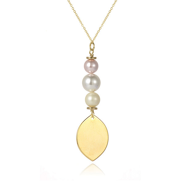 Shell Pearl 18K Gold Plated Brass Chain Pendant Necklace