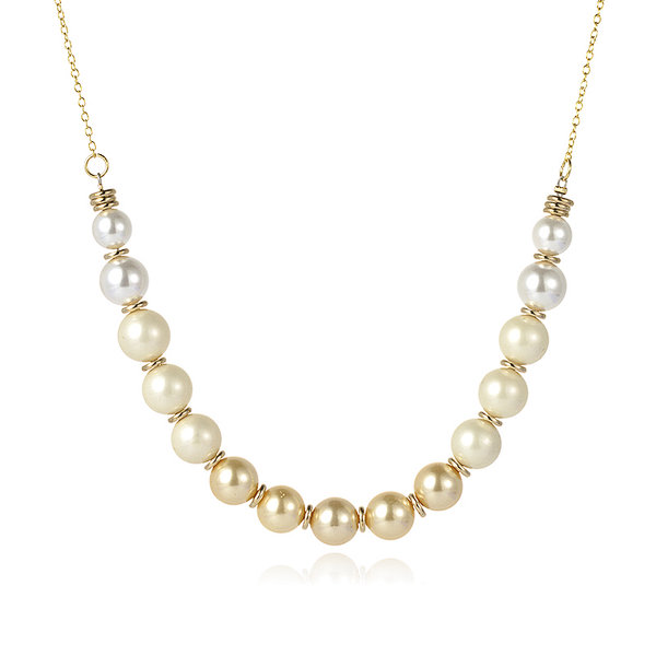 18K Gold Plated Brass Chain Shell Pearl Necklace