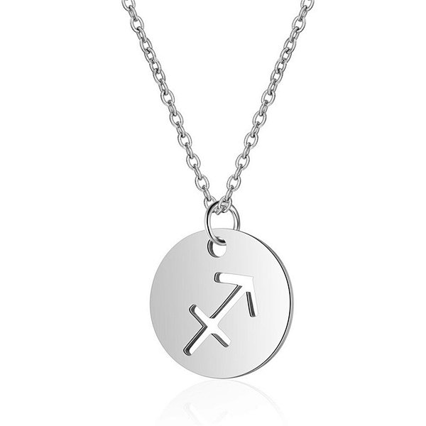 Stainless Steel Chain Zodiac Necklace, Sagittarius, 2 Inches Tail Chain