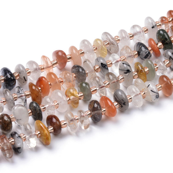 Mixed Color Rutilated Quartz Slices with Spacer