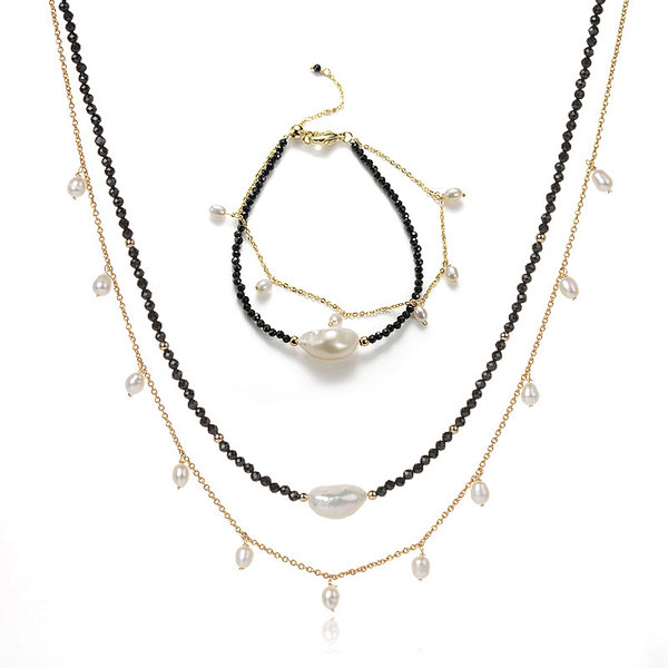 Black Tourmaline Beads Bracelet and Necklace Set