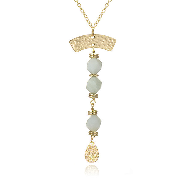 Amazonite 18K Gold Plated Brass Chain Pendant Necklace
