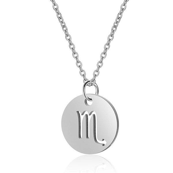 Stainless Steel Chain Zodiac Necklace, Scorpio, 2 Inches Tail Chain