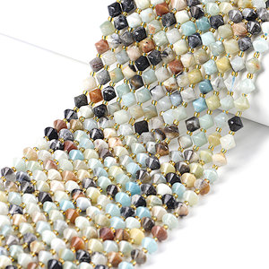 Multicolor Amazonite Faceted Bicone Beads with Spacer