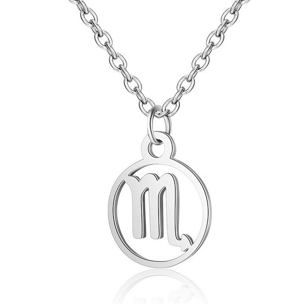 Stainless Steel Chain Zodiac Necklace, Scorpio, 2 Inches Tail Chain