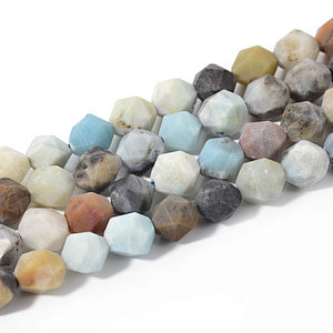 Multicolor Amazonite Matte Faceted Nuggets Beads