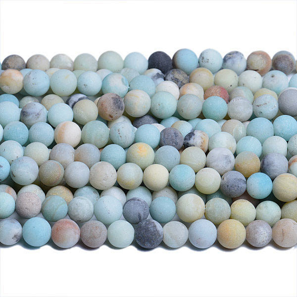 A Grade Multicolor Amazonite Frosted Round Beads