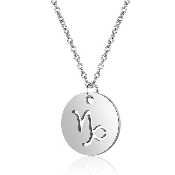 Stainless Steel Chain Zodiac Necklace, Capricornu, 2 Inches Tail Chain