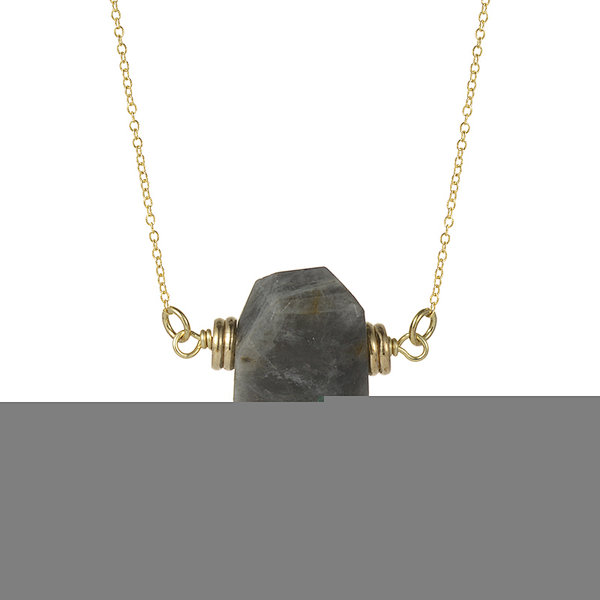 18K Gold Plated Brass Chain Labradorite Pendant Necklace