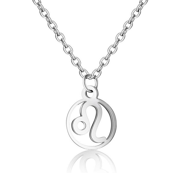 Stainless Steel Chain Zodiac Necklace, Leo, 2 Inches Tail Chain