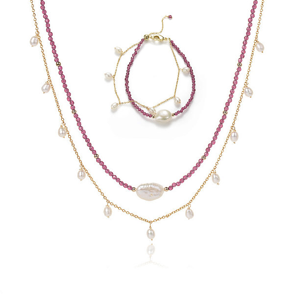 Garnet Beads Bracelet and Necklace Set