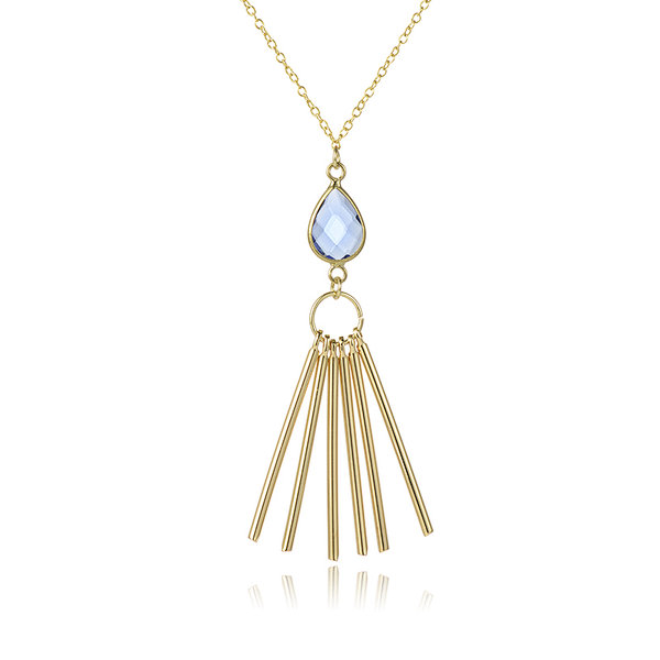 Crystal Drop 18K Gold Plated Brass Chain Pendant Necklace