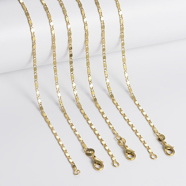 18K Gold Plated Brass Necklace Chain,100 Strands Per Bag