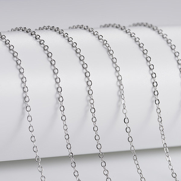 Rhodium Plated Brass Necklace Chain,100 Strands Per Bag