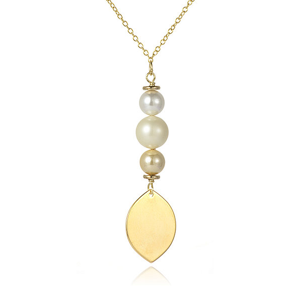 Shell Pearl 18K Gold Plated Brass Chain Pendant Necklace