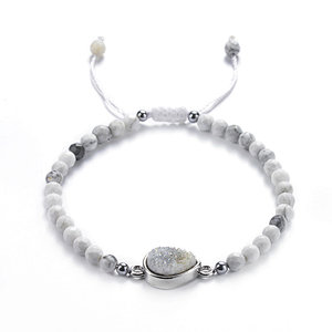 Howlite Faceted Beads Druzy Quartz Charm Bracelet