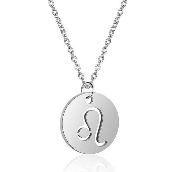Stainless Steel Chain Zodiac Necklace, Leo, 2 Inches Tail Chain