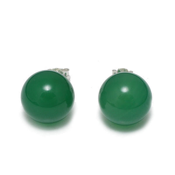 925 Sterling Silver Green Onyx Earrings