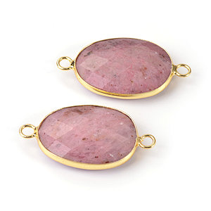 Rhodonite Faceted Oval Connector