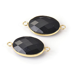 Black Obsidian Faceted Oval Connector