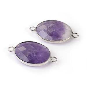 Amethyst Faceted Oval Connector