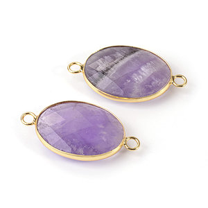 Amethyst Faceted Oval Connector