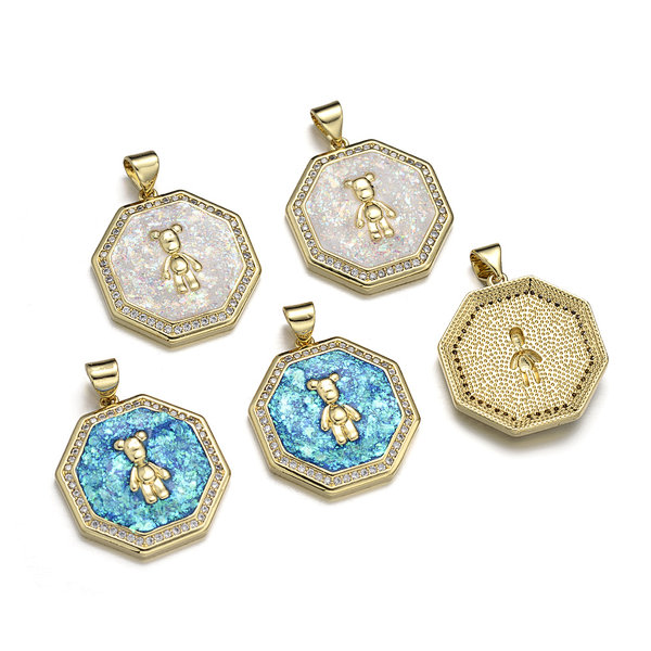 Zircon Pave Brass Pendants with Opal