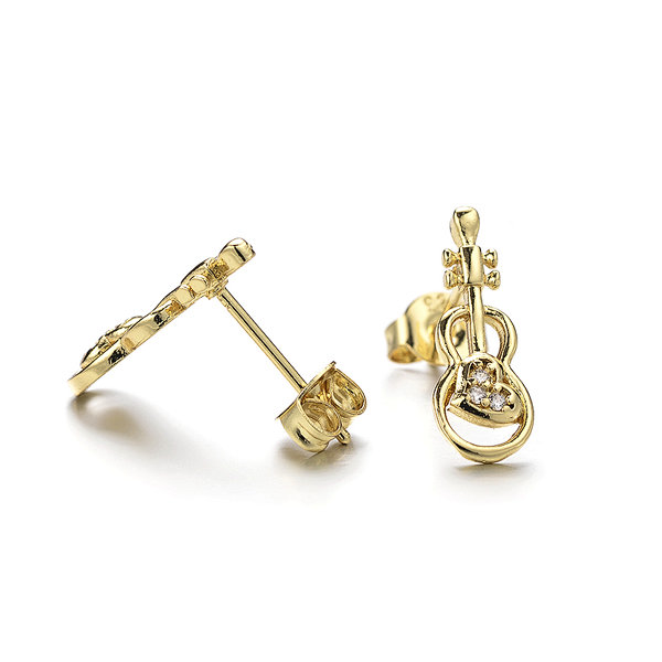 Zircon Pave Brass Stud Earrings