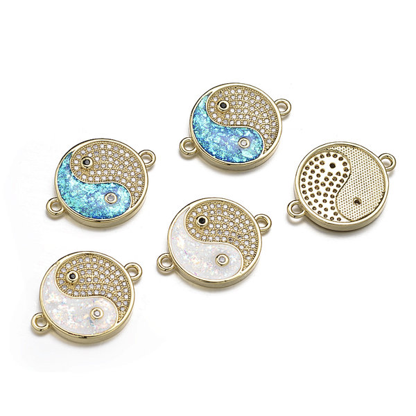 Zircon Pave Brass Connectors with Opal