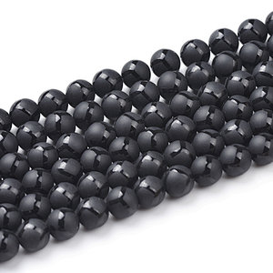 Black Onyx Frosted Football Round Beads