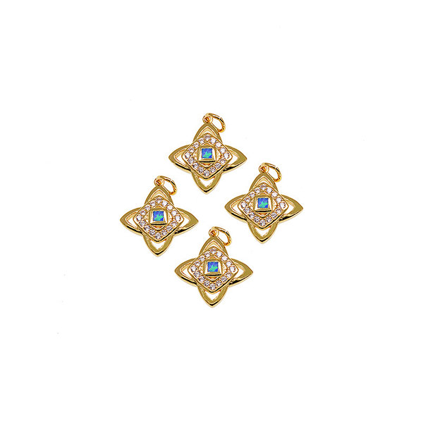 CZ Micro Pave Brass Charm with Resin